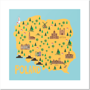 Poland Illustrated Map Posters and Art